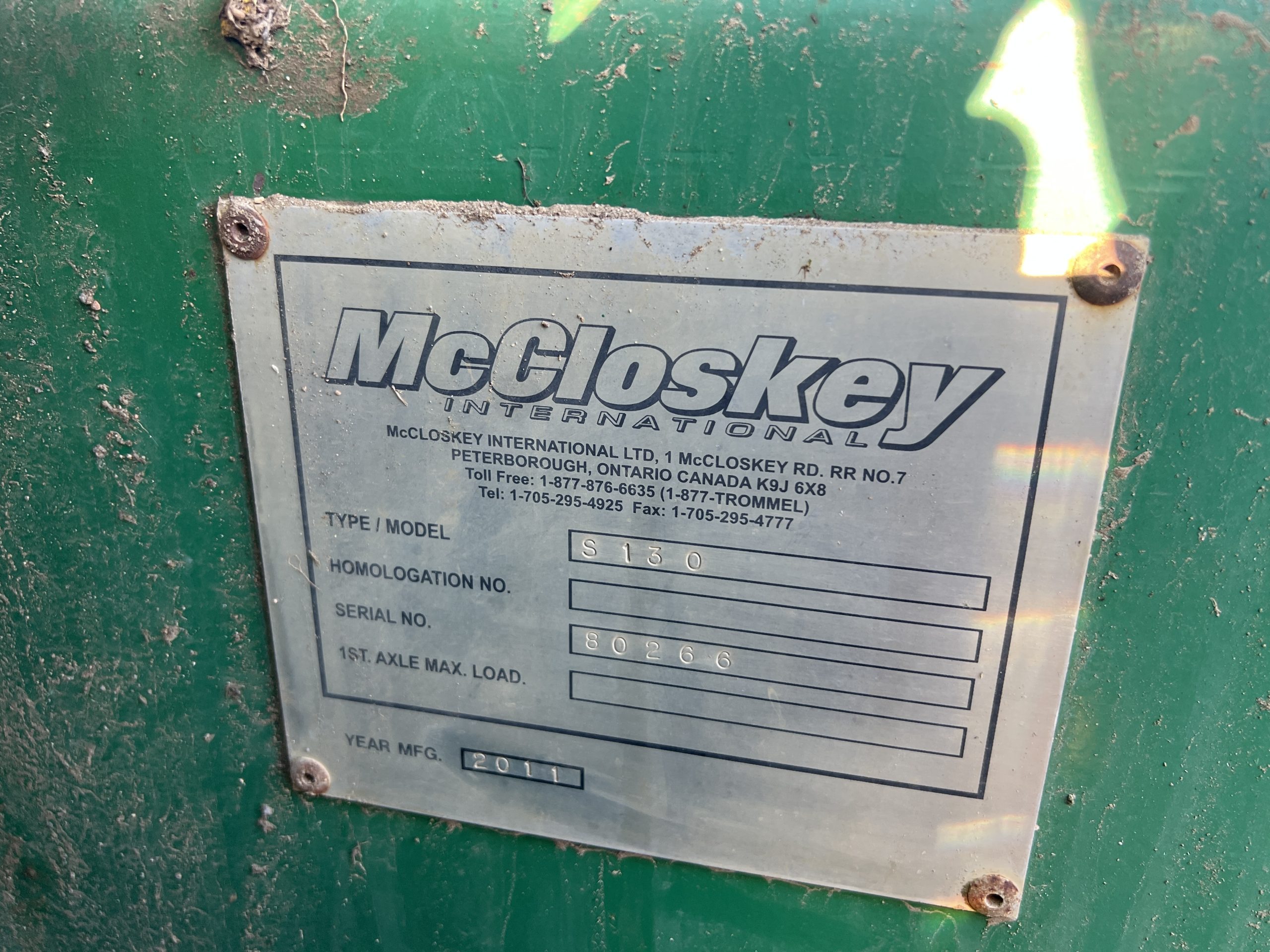 2011 McCLOSKEY S130 SCREENER - used plant for sale at J Hawes Ltd - view 2