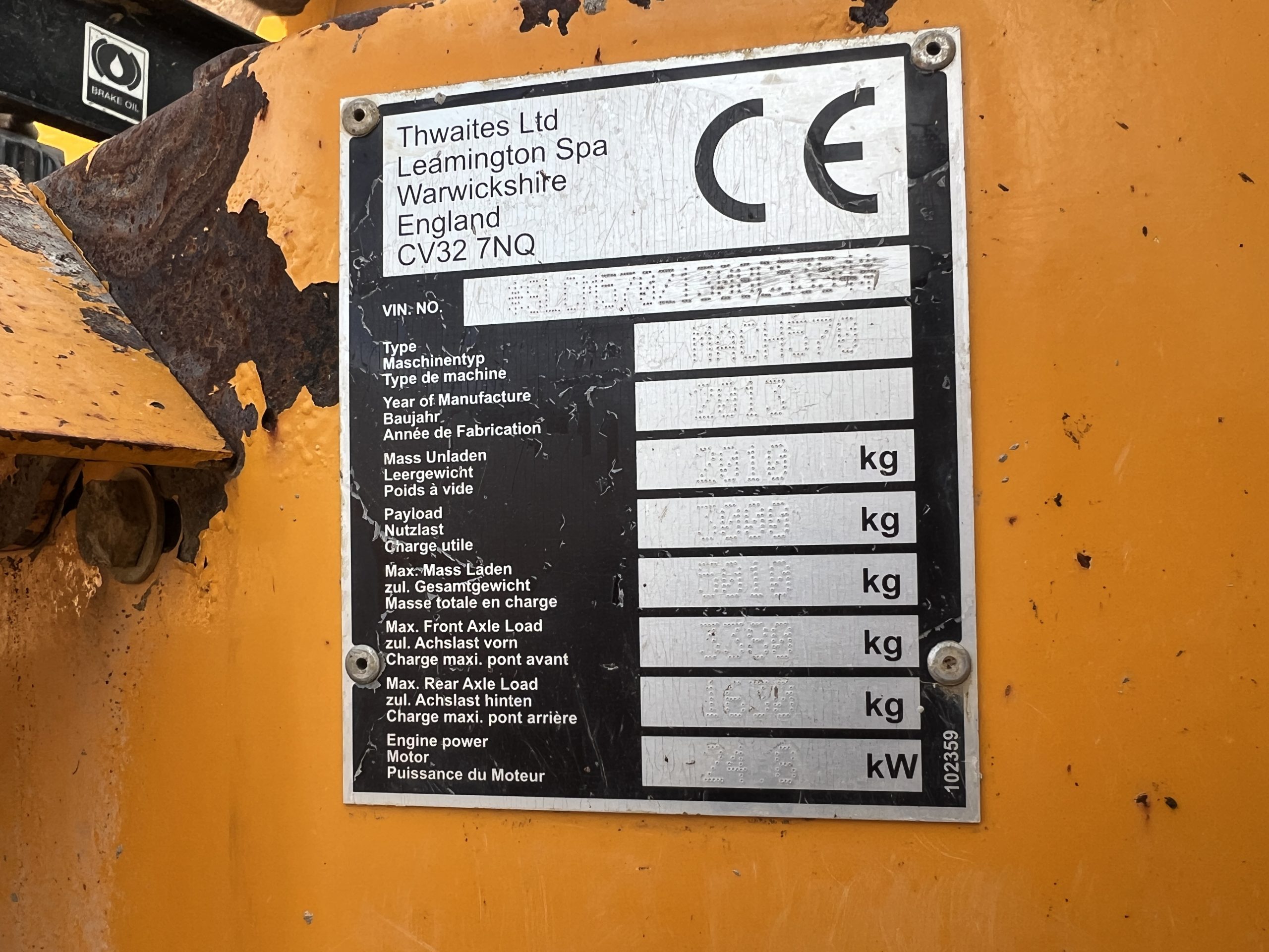 THWAITES 3T DUMPER 2013 - used plant for sale at J Hawes Ltd - view 11