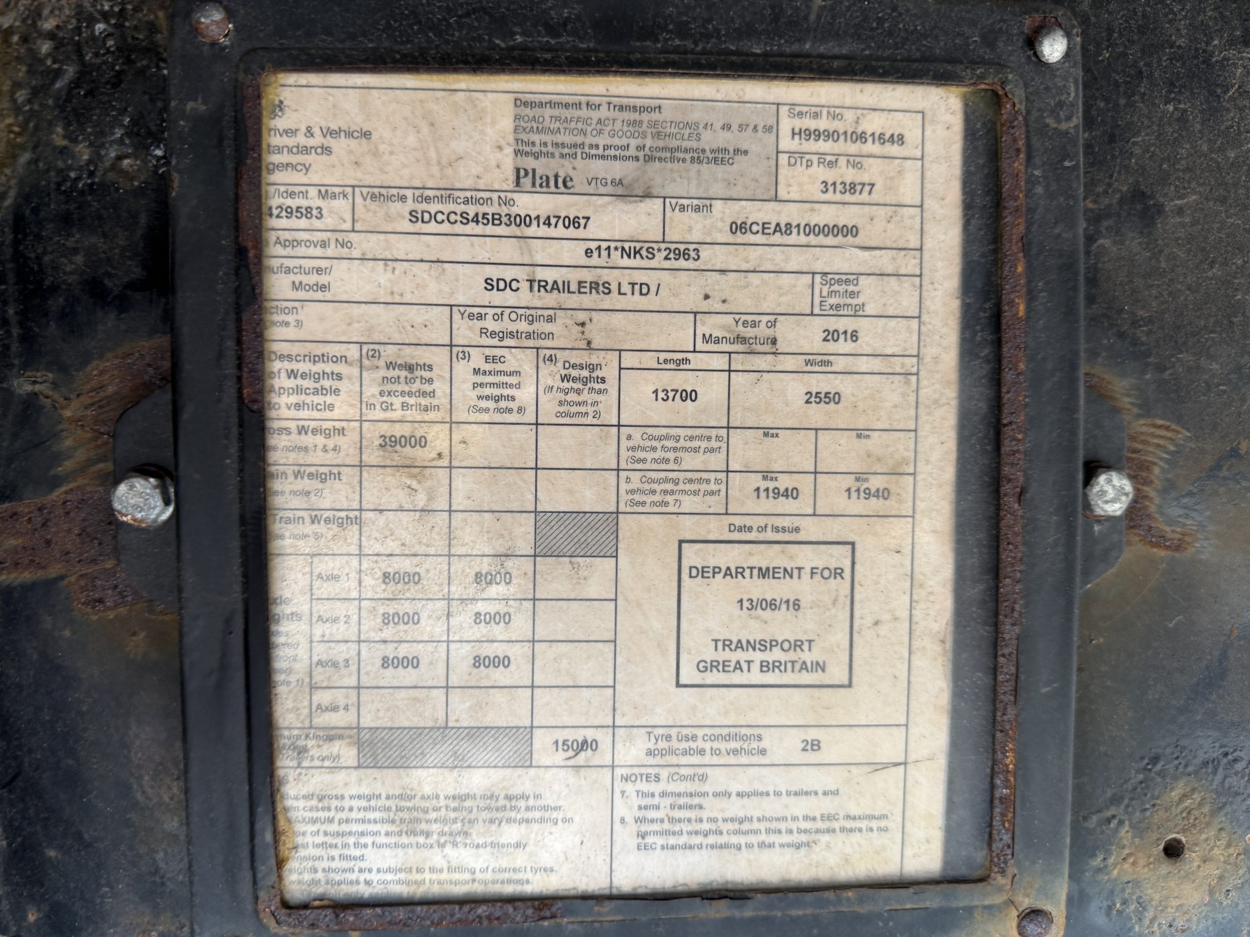 SDC CURTAINSIDER TRAILER 2016 - used trucks for sale at J Hawes Ltd - view 12