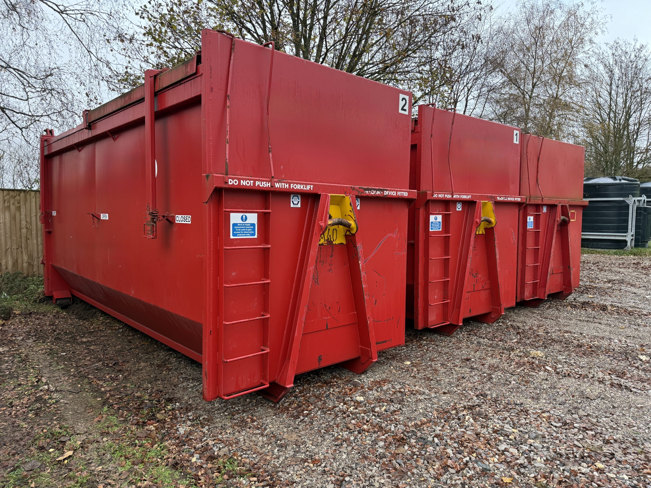 INCLOSED 40YRD BINS - used attachments & accessories for sale at J Hawes Ltd