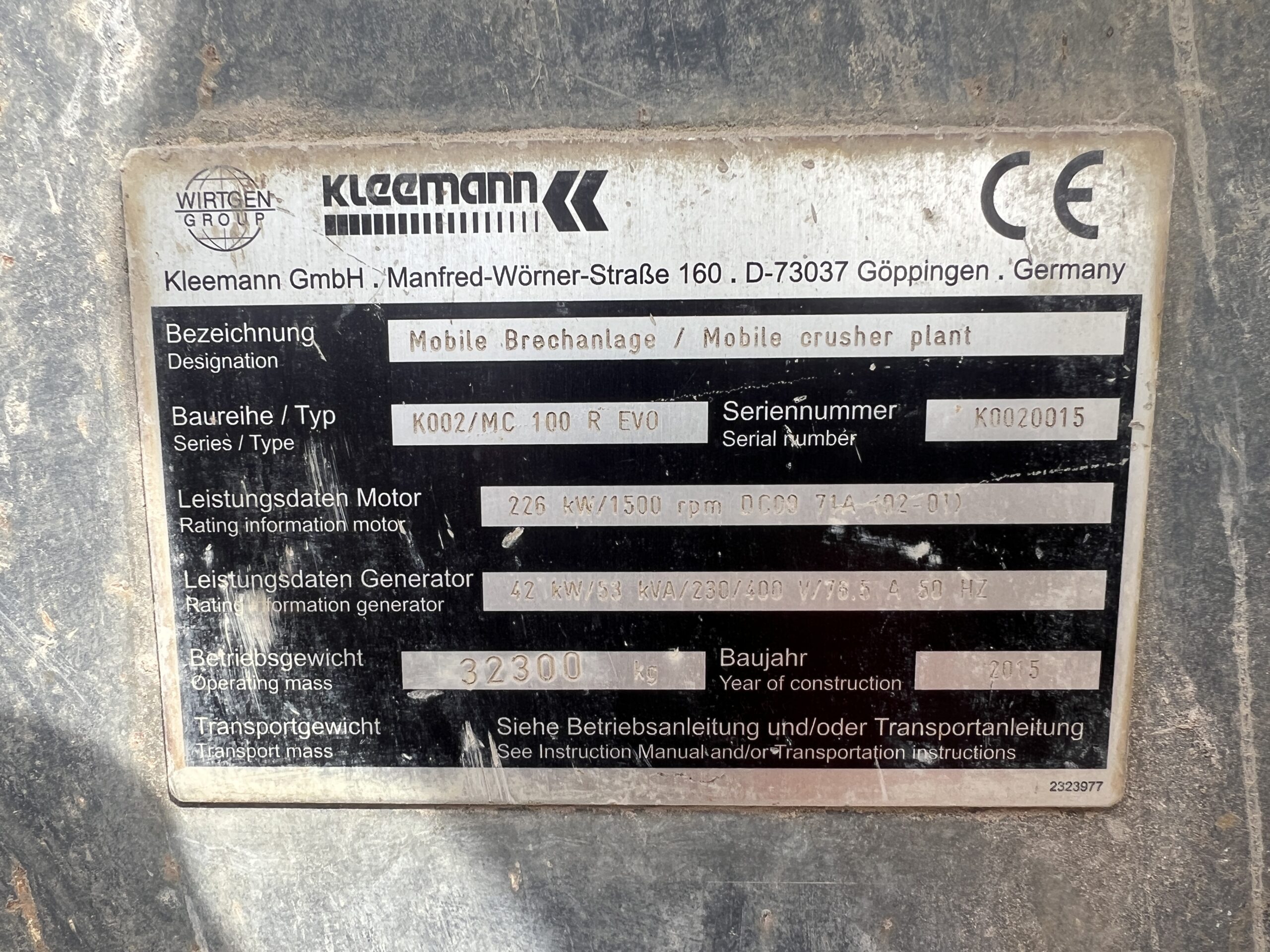 KLEEMANN MC 100 CRUSHER 2015 - used plant for sale at J Hawes Ltd - view 9